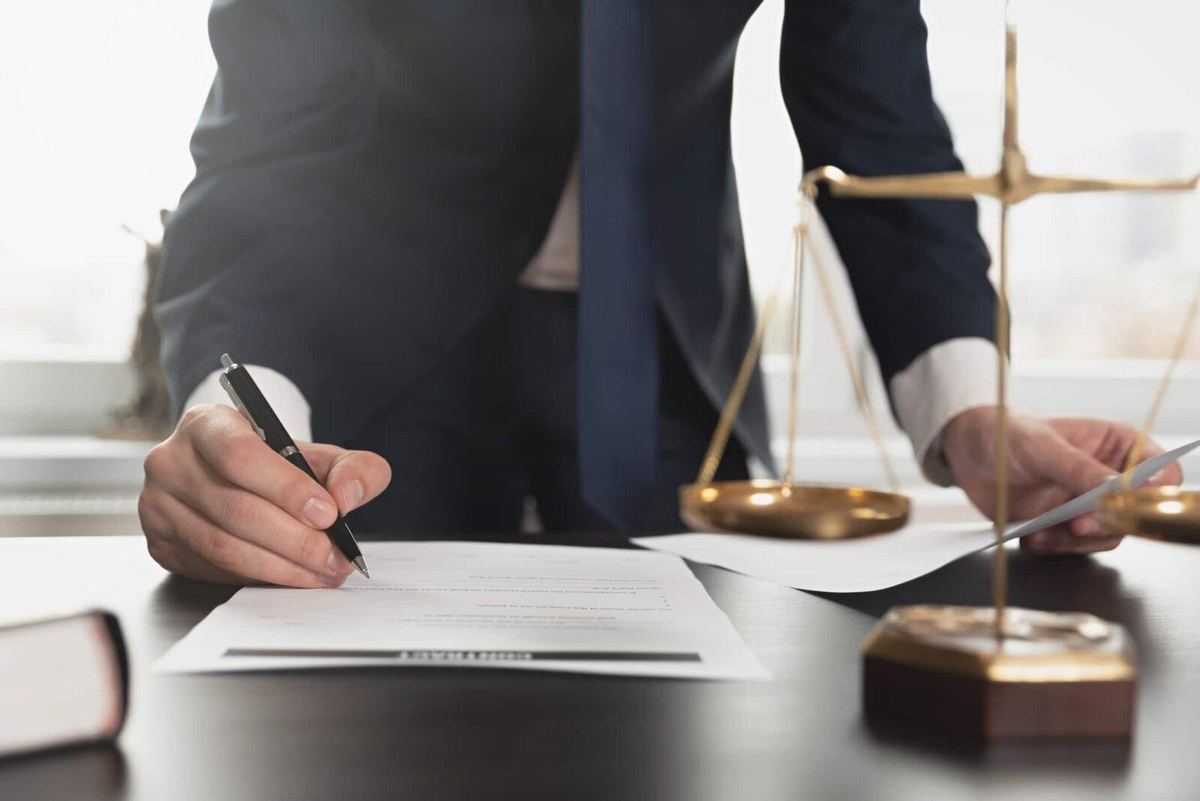 Lawyer working with documents. Justice concept